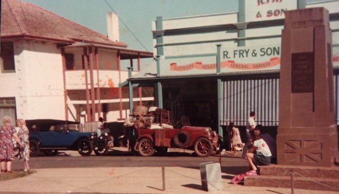 Historic building temporarily redecorated for the filming of The Umbrella Woman movie in 1987